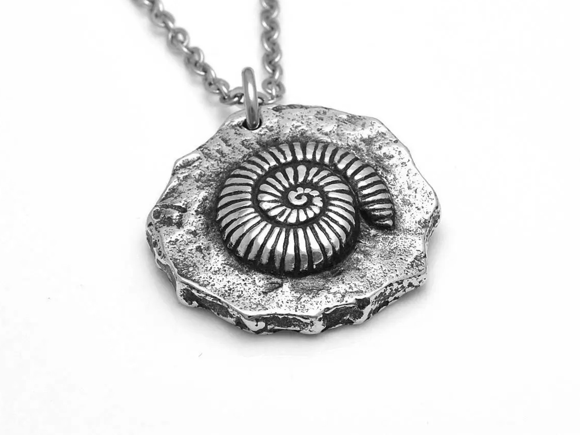 Ammonit Halsband, Fossil Smycke i Tenn - 2