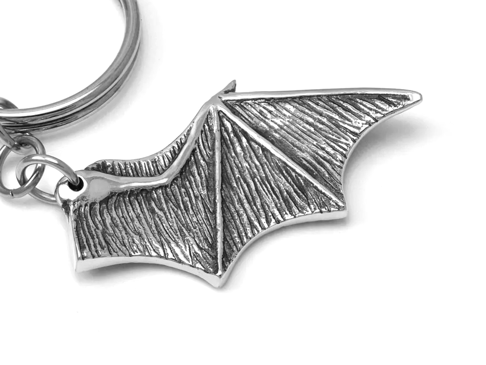 Fladdermusvinge Nyckelring, Fladdermus Accessoar, Goth Nyckelhållare i Tenn och Stål