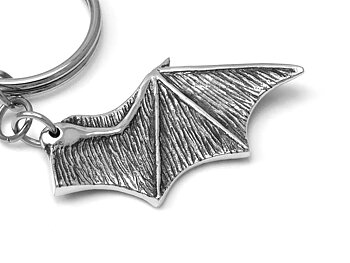 Fladdermusvinge Nyckelring, Fladdermus Accessoar, Goth Nyckelhållare i Tenn och Stål