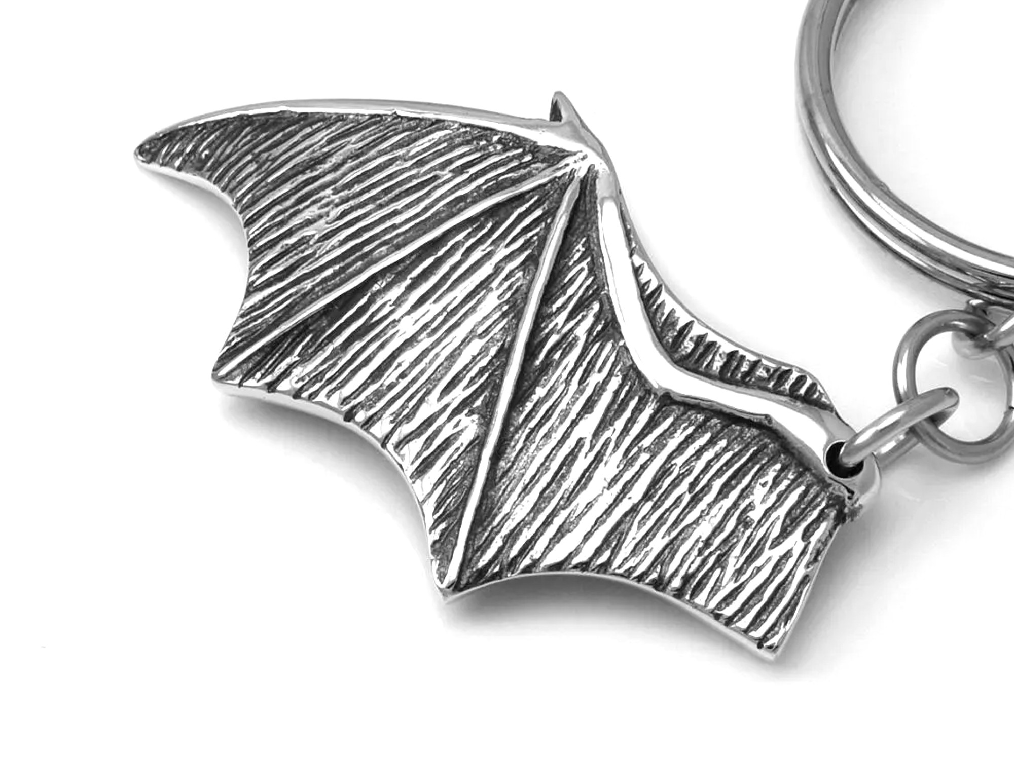 Fladdermusvinge Nyckelring, Fladdermus Accessoar, Goth Nyckelhållare i Tenn och Stål - 3