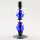 Erik Höglund (1960s) Metal Candleholders with Blue Glass Sections 19 cm