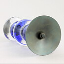 Erik Höglund (1960s) Metal Candleholders with Blue Glass Sections 19 cm