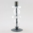 Erik Höglund (1960s) Metal Candleholders with Clear Glass Sections 19 cm