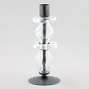 Erik Höglund (1960s) Metal Candleholders with Clear Glass Sections 19 cm