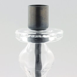 Erik Höglund (1960s) Metal Candleholders with Clear Glass Sections 19 cm
