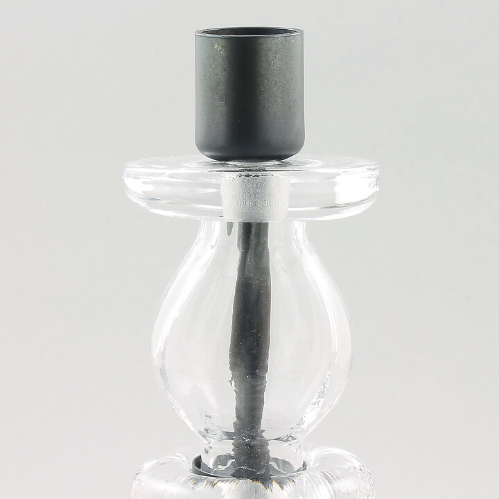 Erik Höglund (1960s) Metal Candleholder with Clear Glass Sections 21 cm