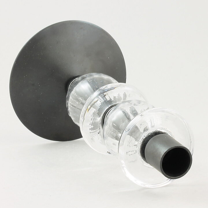 Erik Höglund (1960s) Metal Candleholder with Clear Glass Sections 21 cm