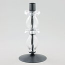 Erik Höglund (1960s) Metal Candleholder with Clear Glass Sections 21 cm