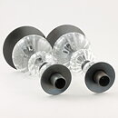 Erik Höglund (1960s) Two Metal Candleholders with Clear Glass Sections 25 cm