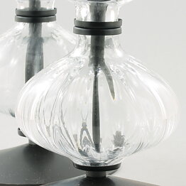 Erik Höglund (1960s) Two Metal Candleholders with Clear Glass Sections 25 cm