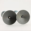 Erik Höglund (1960s) Two Metal Candleholders with Clear Glass Sections 25 cm
