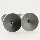 Erik Höglund (1960s) Two Metal Candleholders with Clear Glass Sections 25 cm