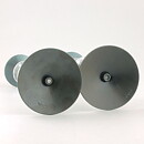 Erik Höglund (1960s) Two Metal Candleholders with Clear Glass Sections 25 cm