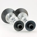 Erik Höglund (1960s) Two Metal Candleholders with Clear Glass Sections 25 cm