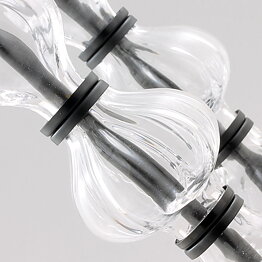 Erik Höglund (1960s) Two Metal Candleholders with Clear Glass Sections 25 cm