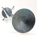 Erik Höglund (1960s) Metal Candleholder with One Arm and Four Clear Glass Medallions 40 cm