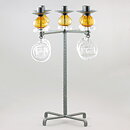 Erik Höglund (1960s) Metal Candleholder with 5 Arms and Brown/Clear Glass Details 49 cm SH51