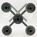 Erik Höglund (1960s) Metal Candleholder with 5 Arms and Brown/Clear Glass Details 49 cm SH51