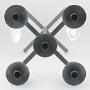 Erik Höglund (1960s) Metal Candleholder with 5 Arms and Blue/Clear Glass Details 49 cm SH51
