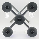 Erik Höglund (1960s) Metal Candleholder with 5 Arms and Blue/Clear Glass Details 49 cm SH51