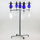 Erik Höglund (1960s) Metal Candleholder with 5 Arms and Blue/Clear Glass Details 49 cm SH51