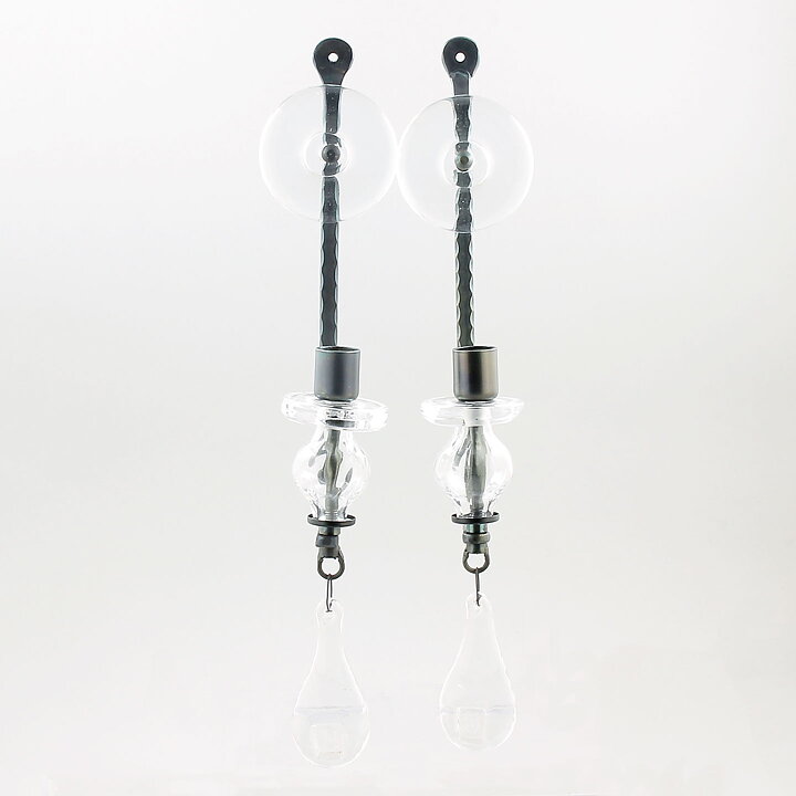 Erik Höglund (1960s) Two Metal Wall Candleholders with Clear Glass Details 40 cm