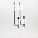 Erik Höglund (1960s) Two Metal Wall Candleholders with Clear Glass Details 40 cm