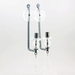Erik Höglund (1960s) Two Metal Wall Candleholders with Clear Glass Details 40 cm