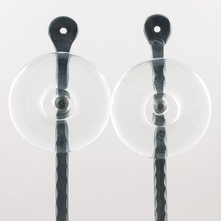 Erik Höglund (1960s) Two Metal Wall Candleholders with Clear Glass Details 40 cm
