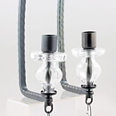 Erik Höglund (1960s) Two Metal Wall Candleholders with Clear Glass Details 40 cm