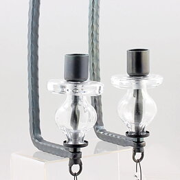 Erik Höglund (1960s) Two Metal Wall Candleholders with Clear Glass Details 40 cm