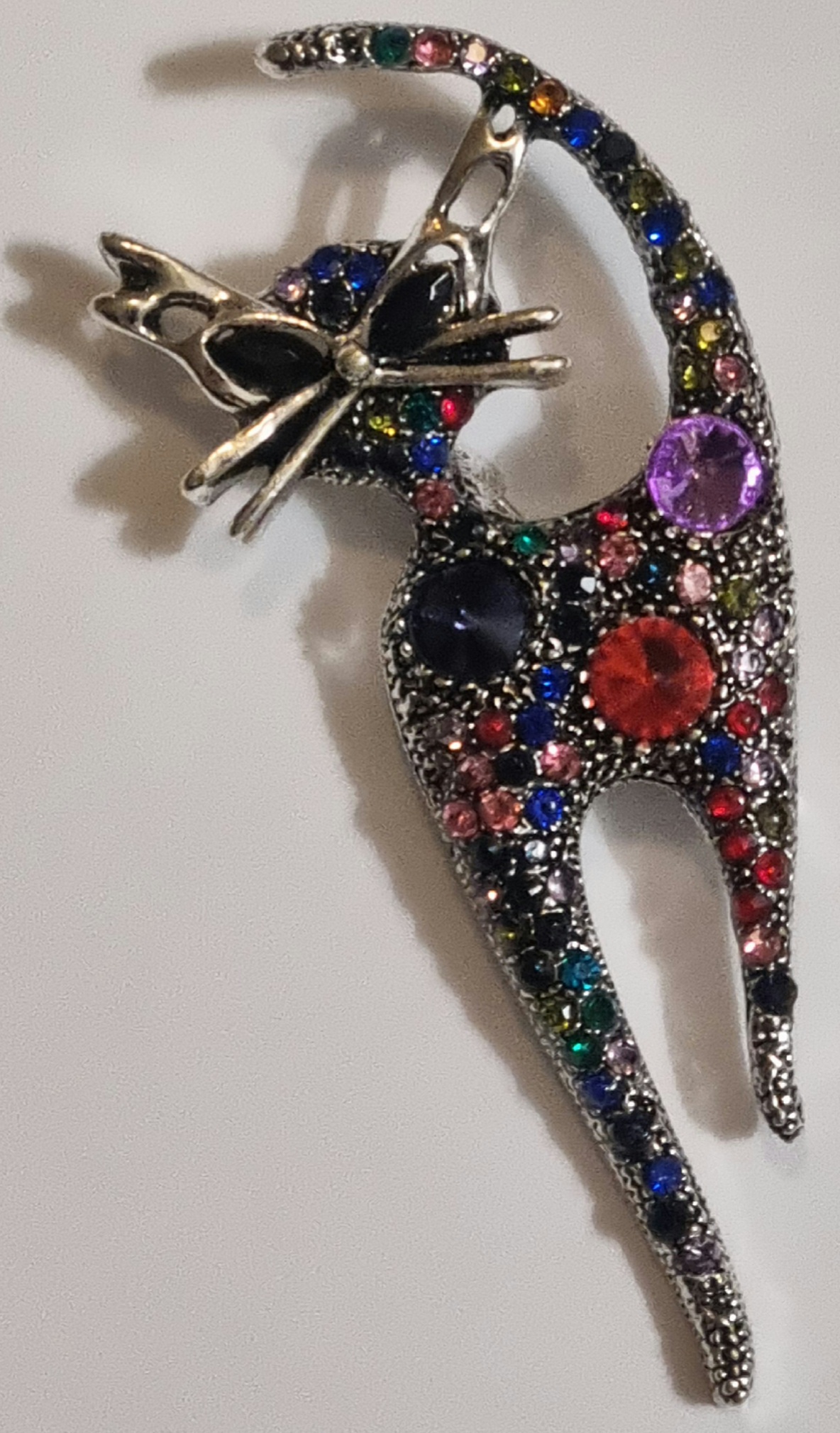 Brosch  "Glitterkatt, färg" FRAKTFRITT