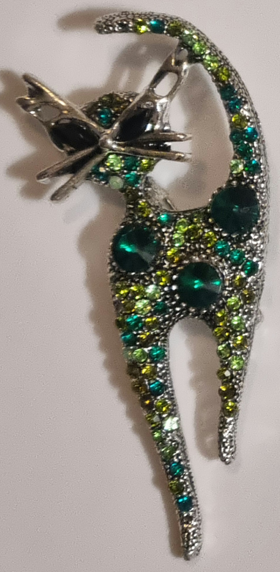 Brosch  "Glitterkatt, grön" FRAKTFRITT