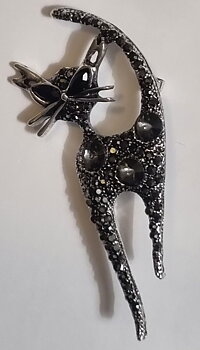Brosch  "Glitterkatt, svart" FRAKTFRITT