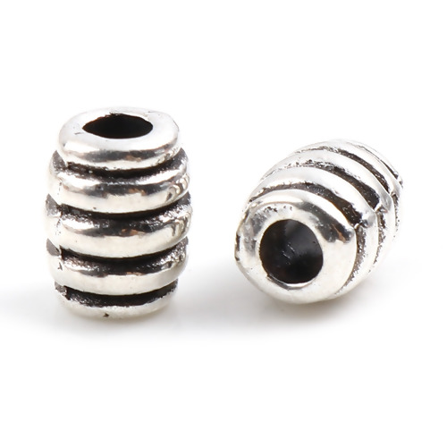 Mellandel/Pärla i  silver,  Oval randig