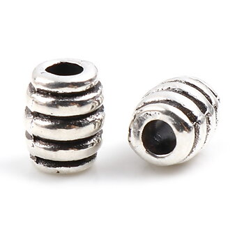 Spacer bead   Silver,  Oval striped