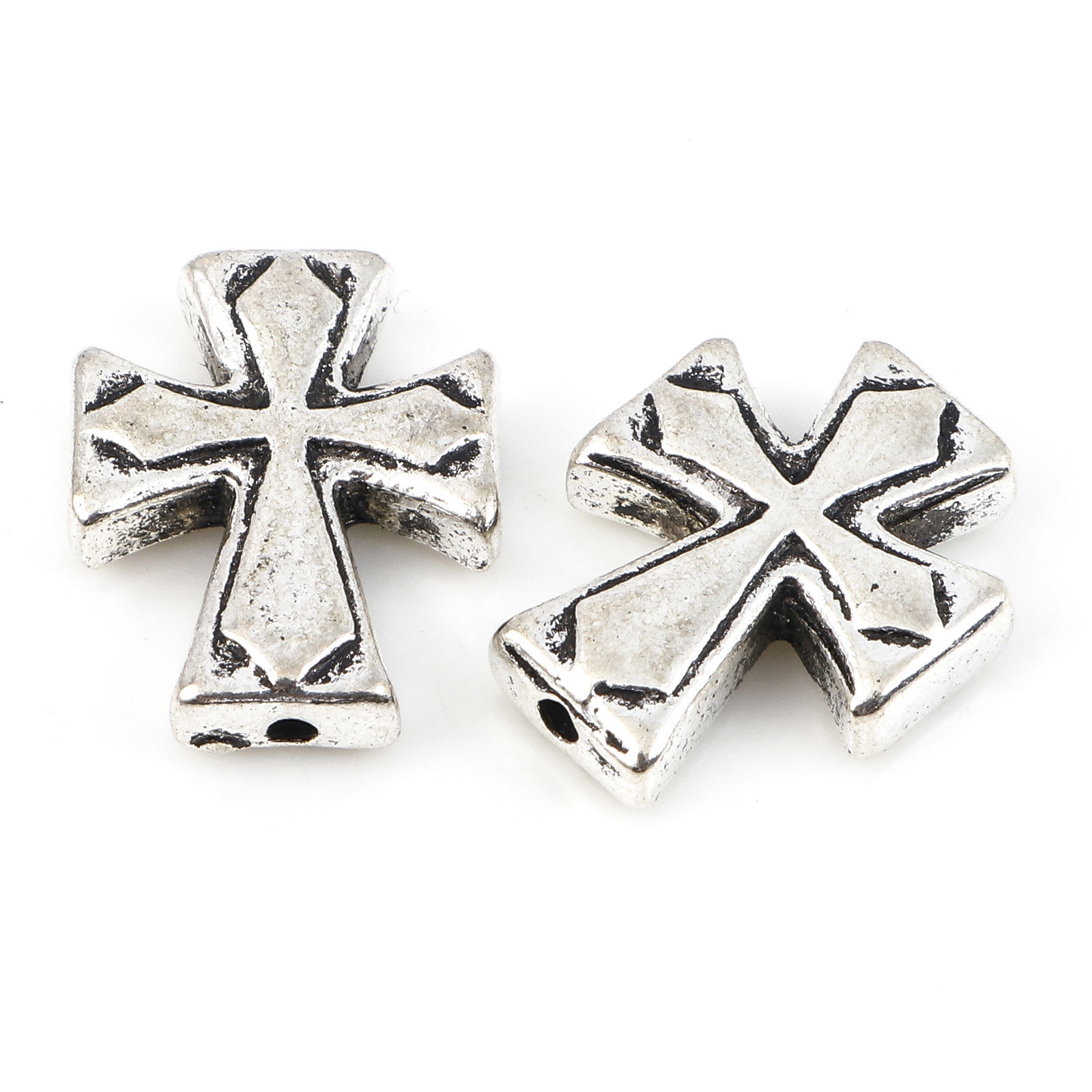 Spacer bead   Silver,  Cross
