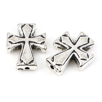 Spacer bead   Silver,  Cross