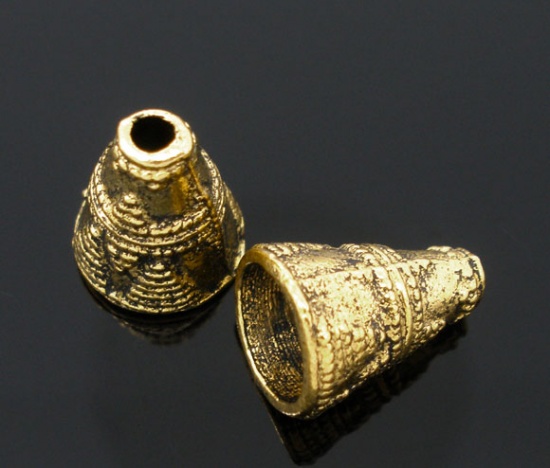 Mellandel/Pärlhatt, Guld,  mönstrad Kon 