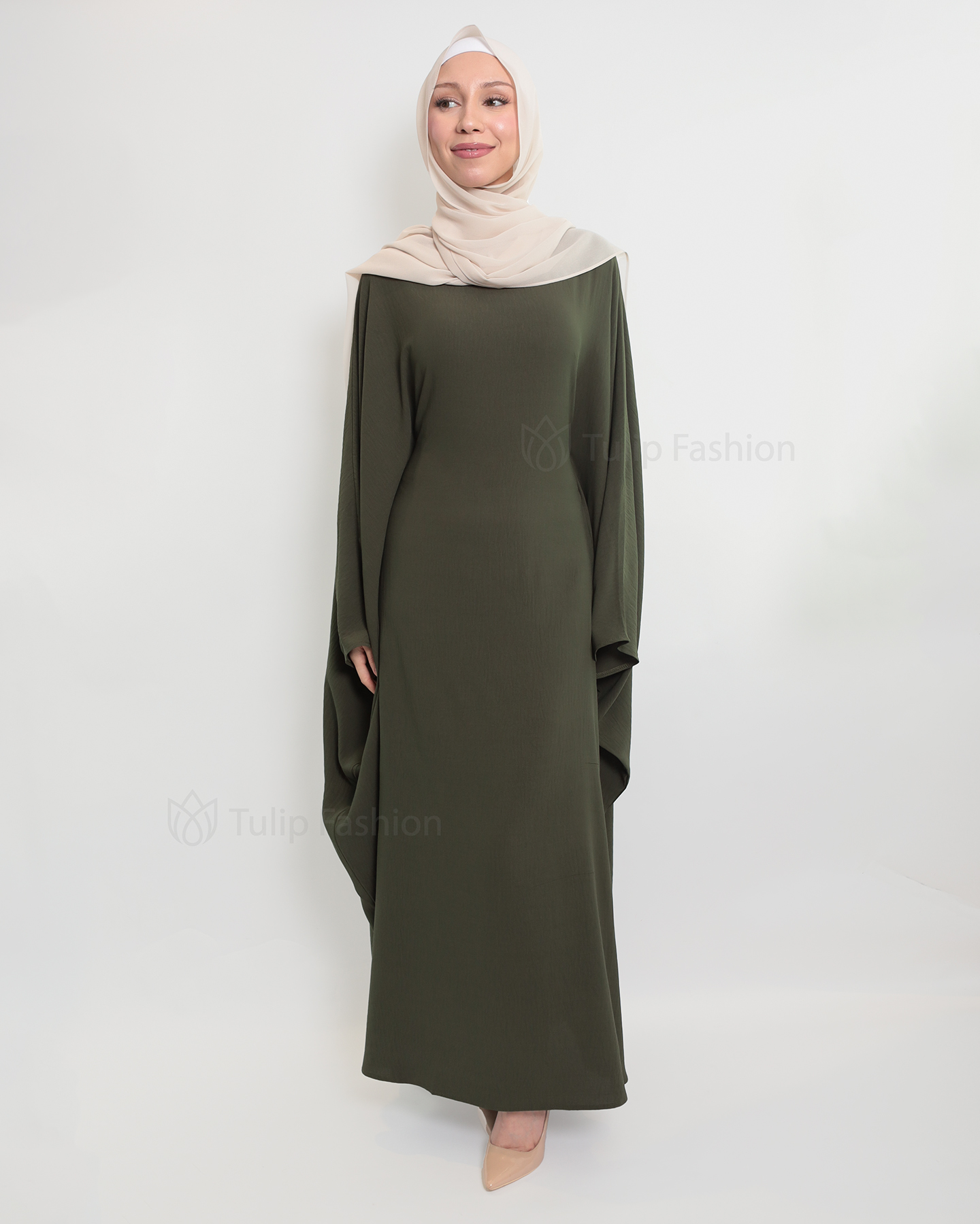 Amani  Abaya - Olive Green - 2