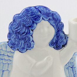 Lisa Larson (Goebel 1987) Blue/White Candleholder Angel 15 cm