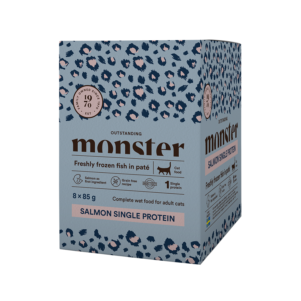 Monster Cat Pouches Adult, Salmon 85g, 8-pack