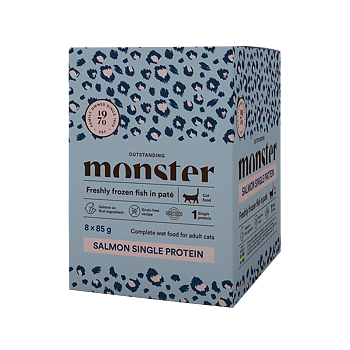 Monster Cat Pouches Adult, Salmon 85g, 8-pack
