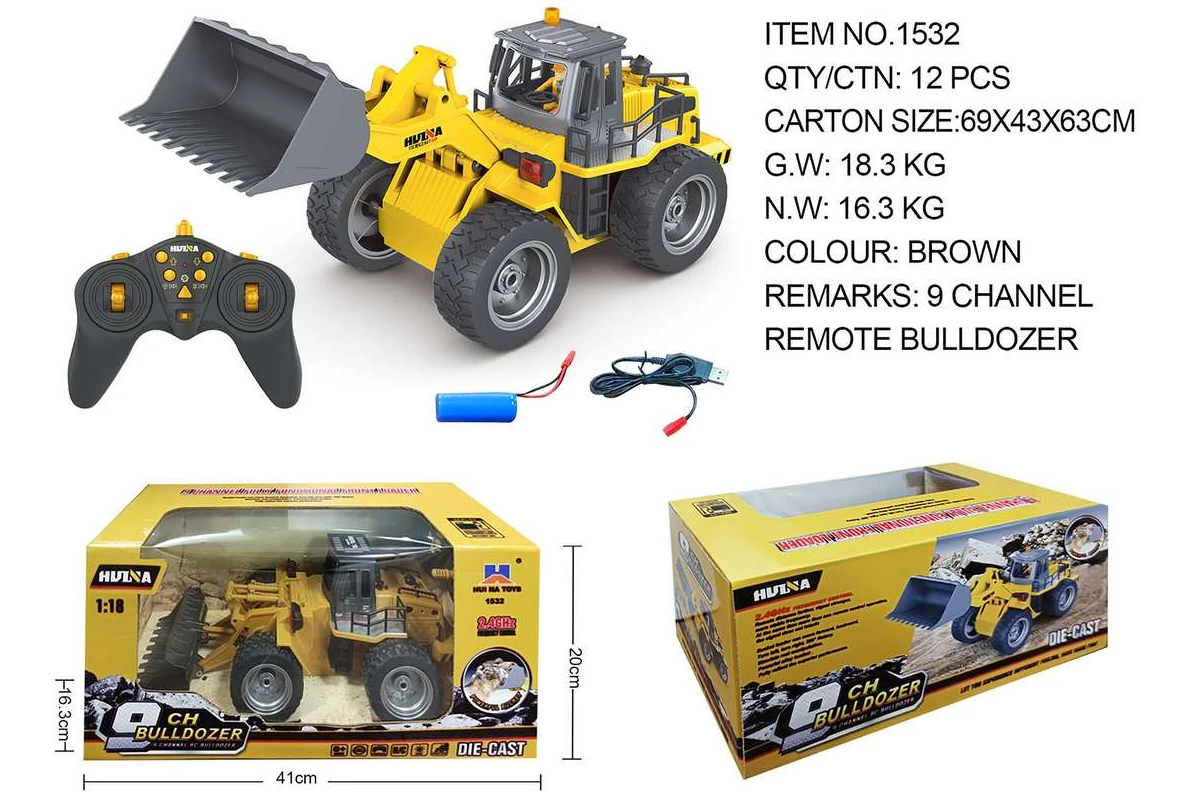 HUINA Hjullastare R/C 1:18, 2,4 GHz Lipo, 9 kanaler - 2
