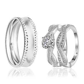 Förlovningsringar & vigsekringar 925s Silver Paket Safira Design exklusivt set med silverringar Fint och Billigt