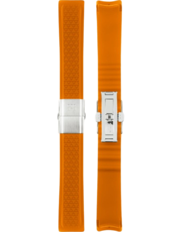 202616 Orange gummiband med viklås till Sjöö Sandström Royal Steel Classic 41 och Worldtimer 41