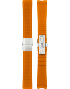 202616 Orange gummiband med viklås till Sjöö Sandström Royal Steel Classic 41 och Worldtimer 41