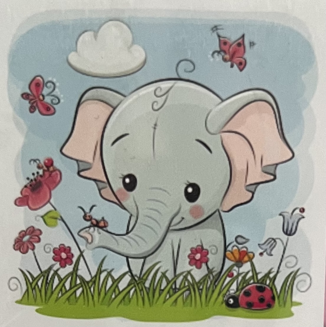 Tecknad Elefant,  Diamond Picture Diamond Painting