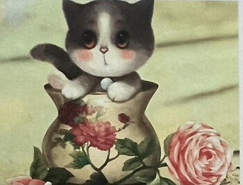 Kattunge i Vas,  Diamond Picture Diamond Painting