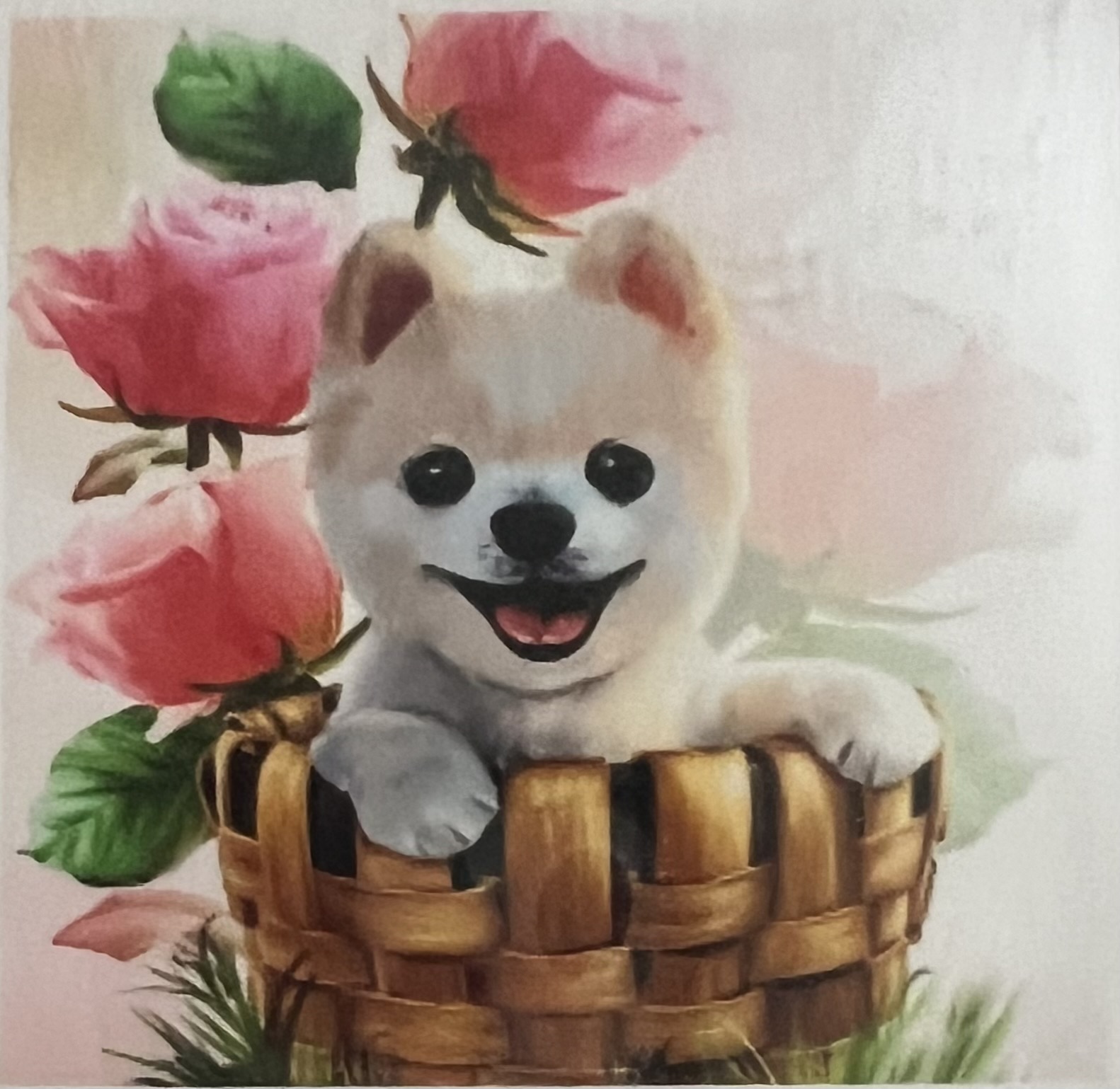 Valp i Korg,  Diamond Picture Diamond Painting